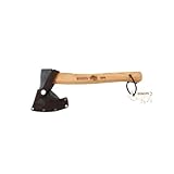 Bison Hatchet 1879 500 g I Allrounder 330 mm Long for Forest, Camping & Outdoor I Hand Forged I Triple Safety Wedging with Genuine Leather Cutting Protection, Natural