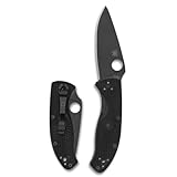 Spyderco Tenacious Folding Pocket Knife with 3.3' 8Cr13MoV Steel Blade and FRN Handle - EDC Knife for Men and Women, Perfect for Hunting, Tactical, Camping, Survival, Hiking - PlainEdge - C122PBBK