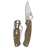 Spyderco Para Military 2 Folding Pocket Knife with 3.4' CPM Cru-Wear Steel Blade and Micarta Handle - EDC Knife for Men and Women, Perfect for Hunting, Tactical, Camping - PlainEdge - C81MPCW2