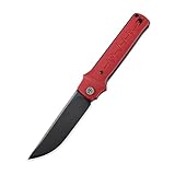 Petrified fish PFB04 Tena Folding Knife, 3.82' D2 Black Stonewashed Blade Micarta Handle Pocket Folding knife for EDC Camping Outdoor (Red Micarta Stonewashed)