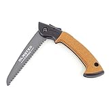 OLMSTED FORGE Hand Saw with 7 Inch Folding Blade and Push Button Lock - Portable Saw for Camping, Hiking, Hunting, Pruning, Tree Trimming, Cutting Branches