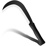 Billhook Sickle Garden Tools Machete Knife Brush Clearing Sickle Machete with Carbon Steel Blade Sickle Knife Billhook Machete Sickle for Grass, Harvest, Weeding Sickle Machete
