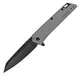 Kershaw Misdirect Pocketknife; 2.9 in. 4Cr13 Black-Oxide Blackwash Finish Blade, Stainless Steel Stonewash Finish Handle Equipped with SpeedSafe Assisted Opening, Flipper and Frame Lock (1365)