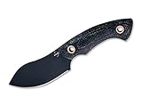 BÖKER PLUS Nessmi Pro Black Copper Fixed Blade Knife, Designed by Jesper Voxnaes, Micarta Scales, D2 Steel Coated Blade, Leather Sheath