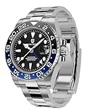 BY BENYAR Pagani Design Men's Watches GMT Automatic Watch for Men Sapphire Glass Fashion Business Stainless Steel 100M Waterproof Men's Wrist Watches PD-1662 (Black Blue)