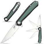 Eafengrow EF964 Pocket Folding Knife G10 Handle D2 Blade EDC Tactical Folder for Outdoor Camping Hiking (Green)