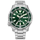 Citizen Men's Promaster Dive Fugu Automatic Watch, Stainless Steel, Luminous, ISO Compliant, Silver/Green Dial (Model: NY0151-59X)