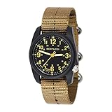 BERTUCCI 11041 DX3 Field Resin Dash-Striped Drab Khaki Nylon Strap Black Dial Watch