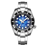 ADDIESDIVE Automatic Dive Watch for Men 44.9 MM Blue Dial with Water Ripples Design Waterproof 200 M NH35A Steel Band