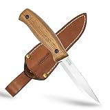 BPSKNIVES BS3 CSH- Fixed-Blade Bushcraft Knife - Carbon Steel Knife with Leather Sheath - Outdoor Full Tang Knives - Camping Knives - Survival Tactical Sharp Camp Knives