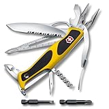 Victorinox Ranger Boatsman MW Grip Swiss Army Knife, 22 Function Swiss Made Pocket Knife with Shackle Opener and Nylon Pouch – Yellow/Black