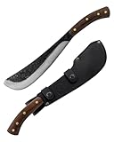 Condor Tool & Knife Pack Golok Machete Knife - 1075 High Carbon Steel Tactical Machete with a Walnut Handle - Hand Crafted Leather Sheath - 0.2in Thick - 11in Blade - 28.8oz
