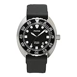 Pantor Dive Watch - 200m Automatic Watches for Men with Rubber Strap_Nautilus Black Diver Watches