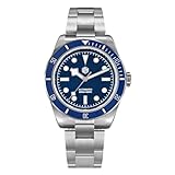 San Martin Men Watch SN004 V2, 38 mm 20 Bar Diver Watch NH35 Automatic Mechanical Luxury Diving Waterproof Wrist Watch (Blue)