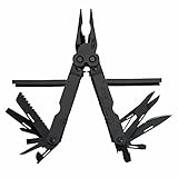 SOG PowerLock Oxide Stainless Steel Folding Knife 18 Multi Tool Pliers with Screwdrivers, Crimper, Can Opener, Gripper, and Cutter, Black