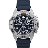 Timex Men's Expedition Ridge Chronograph 42mm Watch - Blue Strap Blue Dial IP Steel Case