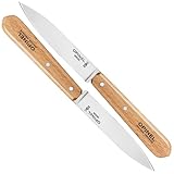 Opinel No. 112 Paring Knives 2 Piece Set, Sandvik 12C27 Steel Everyday Use Prep Knives for Chopping, Peeling, Slicing, Trimming, Stabilized Sustainably Harvested Beechwood Handles, Made in France