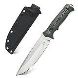 Eafengrow EF128 Fixed Blade Knife DC53 Steel Blade, Two Tone G10 Handle Full Tang Fixed Knifes Straight Knife for Working Camping Hunting Adventure Field EDC Tool Knife(Silver)