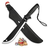 Mossy Oak Machete with Saw, 19' Sharp Machete with Sheath, Ergonomic No-Slip Handle, Machetes for Bushcraft, Outdoor Hunting, Garden Cutting Trees and Yard Work, Christmas Gift for Family