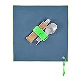 Opinel Picnic+ Cutlery Full Set, No.8 Stainless Steel Knife, Fork and Spoon Insert, Micro Fiber Napkin