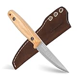 BPSKNIVES Finn Lite - Puukko Knife - Fixed-Blade Carbon Steel Knife with Leather Sheath - Small Full Tang Camping Knives - Scandinavian Camp Utility Knives