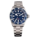 Octopus Mens Automatic Watches, 39mm Titanium Mechanical Wristwatch Diver 200m Water Resistant BGW-9 Luminous PT5000 Ceramic Bezel (Blue PT5000)