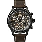Timex Men’s T49905 Expedition Field Chronograph Black/Brown Leather Strap Watch