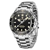 Pagani Design 007-Model Automatic Diving Watches for Men NH35 Movement, Stainless Steel Materials, Rotating Ceramic Bezel, Sapphire Domed Mirror, 100M Waterproof Mechancial Self Winding Wrist Watch